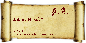 Jakus Niké névjegykártya